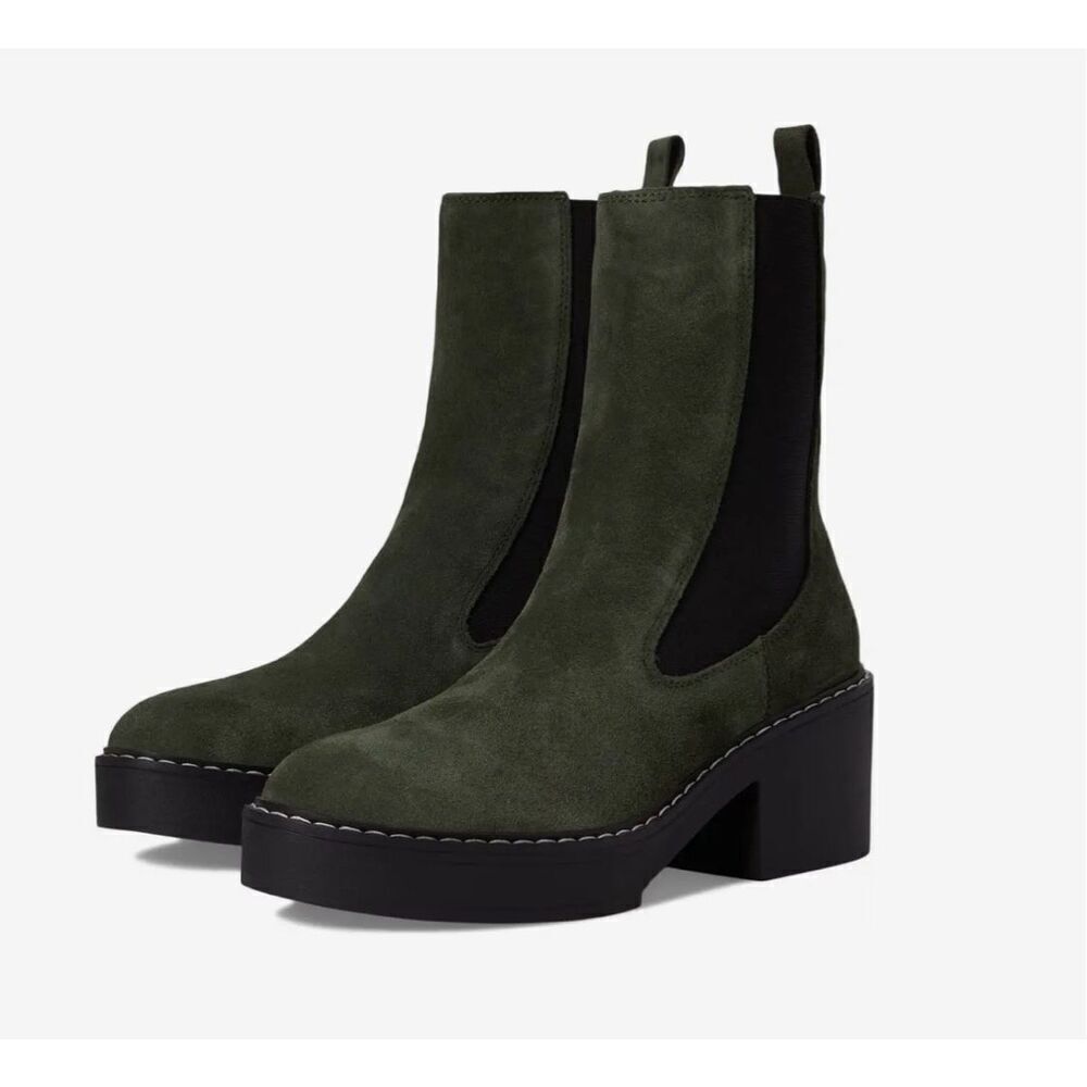 NINE WEST Dolea Chelsea Lug Sole Suede Platform Boots
